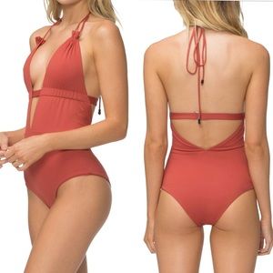 Tavik Rust Orange One-Piece Swimsuit Size M